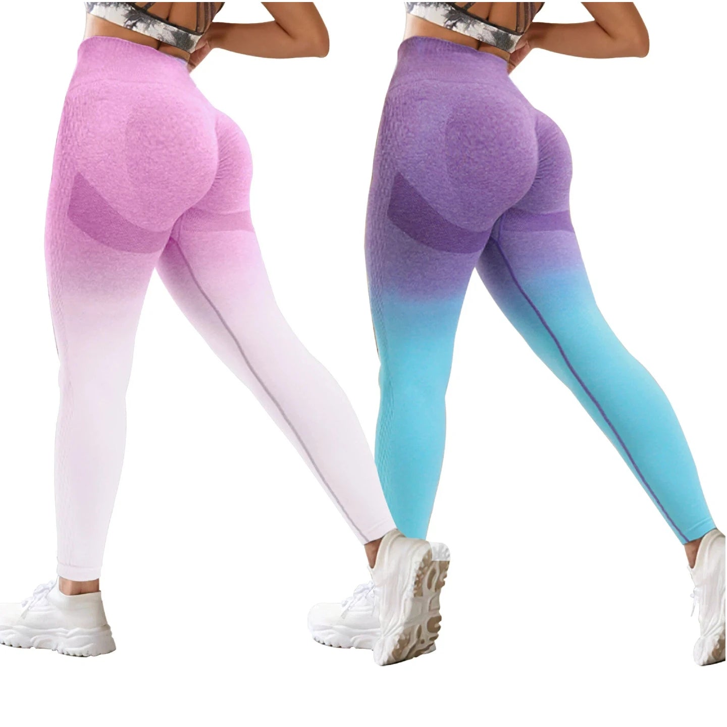 2 Pack Women's High Waisted Sexy Butt Lifting Seamless Solid Color Yoga Leggings Elastic And Breathable Fitness Sports Pants