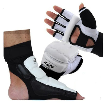 Unisex Polyester Taekwondo Foot Gloves & Ankle Protector Set