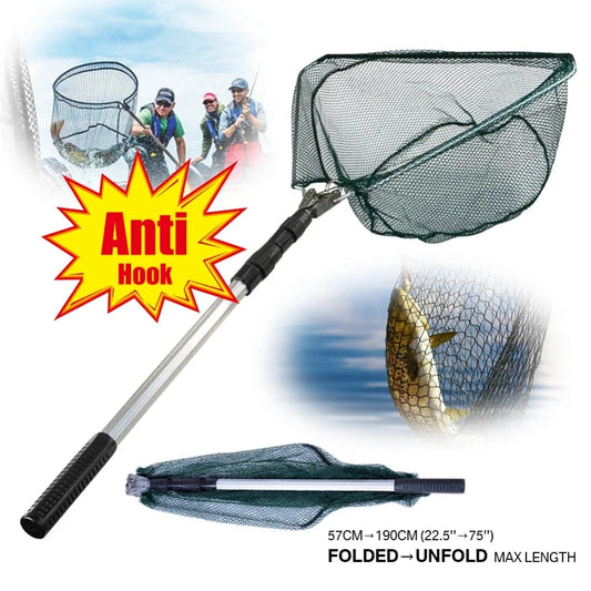 Telescopic Foldable Fishing Net – Aluminum Alloy Hand Net for Fly, Carp & Sea Fishing