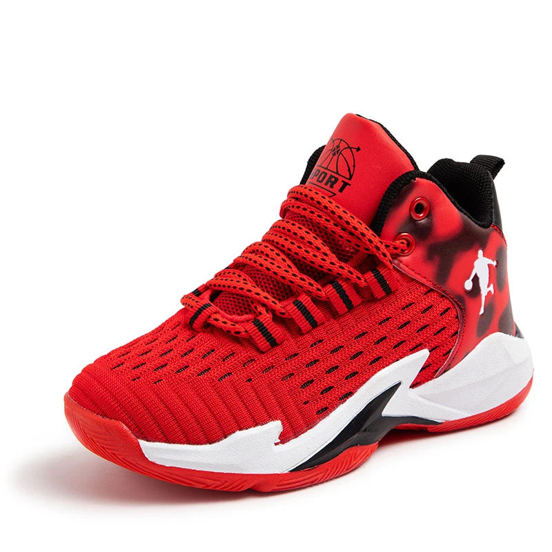 Children’s Basketball Shoes Non-Slip Breathable Lace-Up Training Sneakers Boys Girls Athletic Sports Shoes