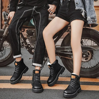 Men’s British Style Knee-High Outdoor Boots – Lace-Up PU Leather Non-Slip Platform Boots