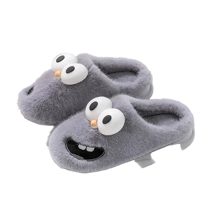 Men’s Plush Cartoon Winter Slippers – Warm Indoor Non-Slip Cotton Shoe
