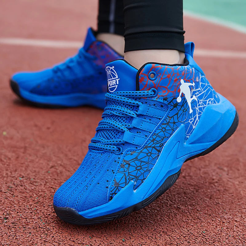 Children’s Basketball Shoes Non-Slip Breathable Lace-Up Training Sneakers Boys Girls Athletic Sports Shoes