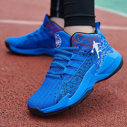 Children’s Basketball Shoes Non-Slip Breathable Lace-Up Training Sneakers Boys Girls Athletic Sports Shoes