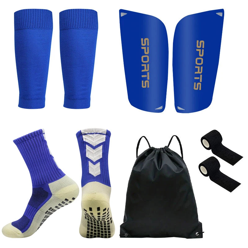 5PCS Soccer Training Set – Socks, Shin Pads, Leg Covers, Bandages & Drawstring Bag