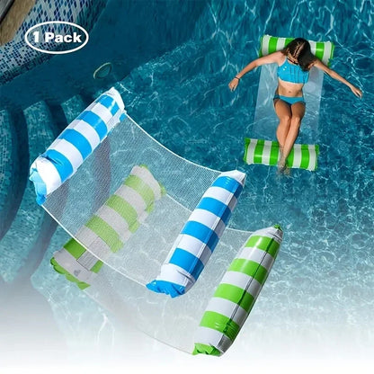 Striped Inflatable Float Hammock – Summer Pool Float for Adults