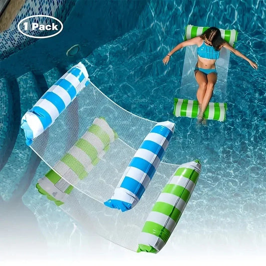 Striped Inflatable Float Hammock – Summer Pool Float for Adults