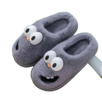 Men’s Plush Cartoon Winter Slippers – Warm Indoor Non-Slip Cotton Shoe