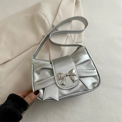 2025Trendy Bow Shoulder Bag Handbag Casual Underarm Bag Daily Commuting Bags PU Leather Lady Banquet Bag Business Women's Bags