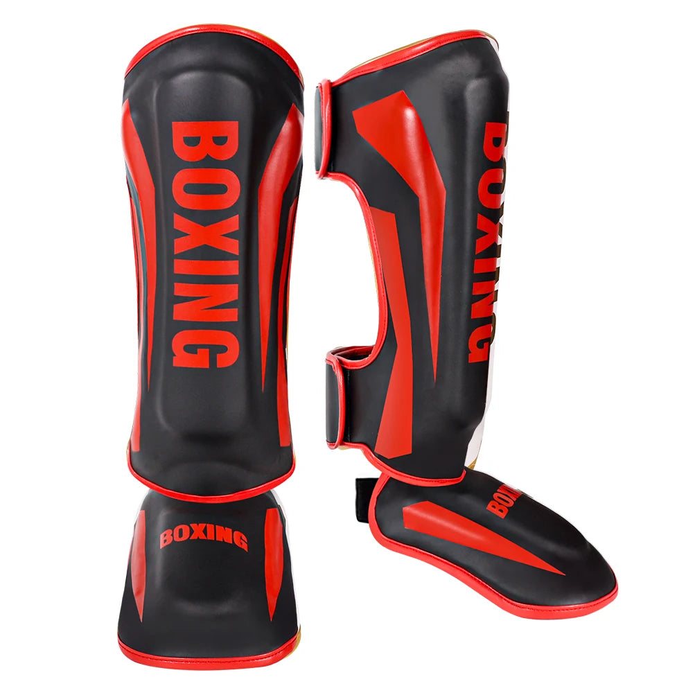 Muay Thai Shin Guards & Instep Protection – Thickened Sanda Boxing Leg Guards for Kickboxing, MMA Training & Combat Sports (Unisex)