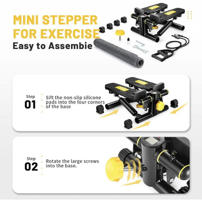 Mini Stair Stepper with Resistance Bands – Home Fitness Equipment