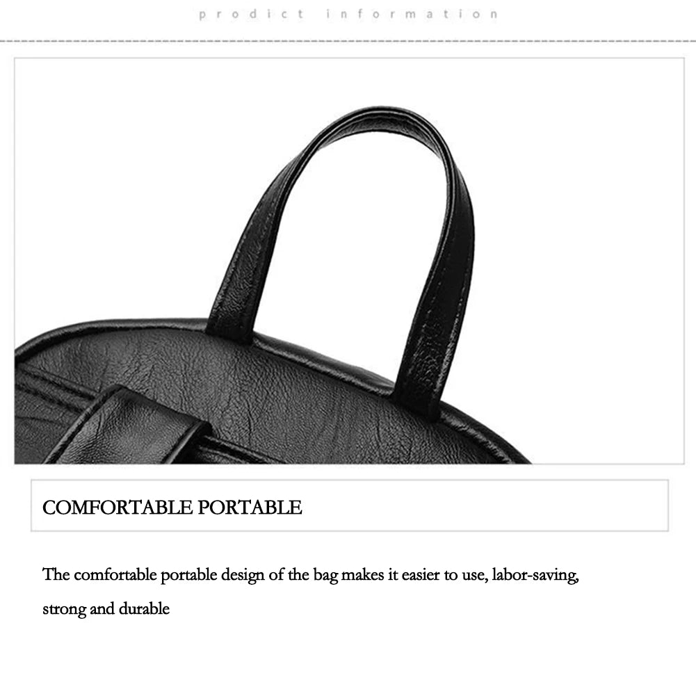 Popular Women Large Capacity Travel Knapsacks Solid Color PU Leather Shoulder Backpacks Student Zipper Rucksack