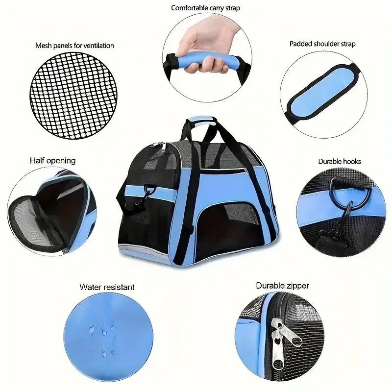 Soft-Sided Pet Carrier Bag | Portable & Foldable Travel Carrier for Cats, Dogs & Puppies