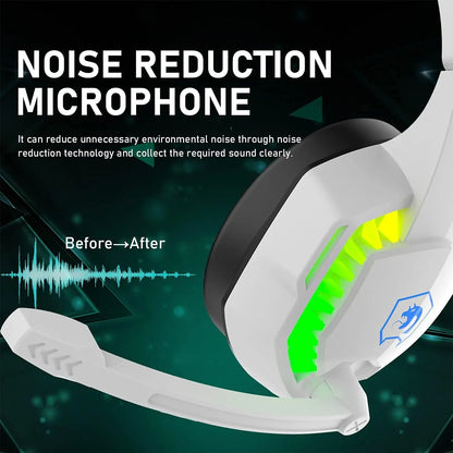 Wired Gaming Headset RGB Backlight Retractable Noise Isolating Microphone Stereo Sound Deep Bass Memory Foam Earmuff Headphone
