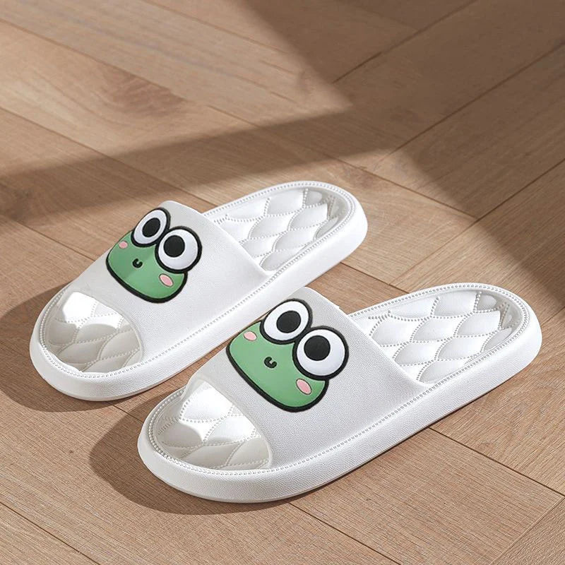 Summer Cartoon Frog Beach Slides – Anti-Slip Indoor & Bathroom Slippers