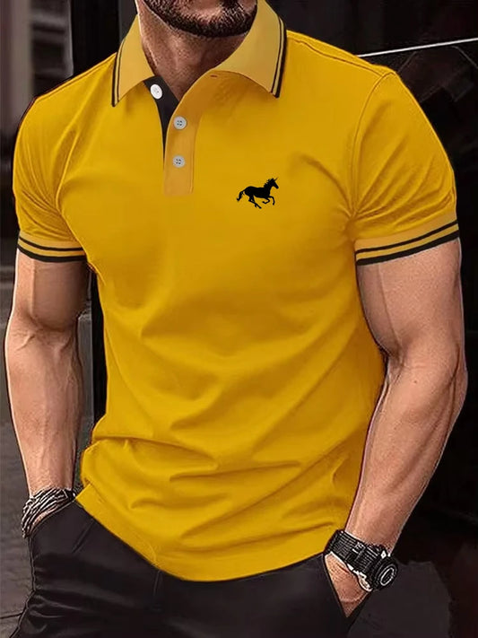 Men’s Classic Polo Shirt Short Sleeve Casual Summer Button Lapel Golf & Everyday Wear Shirt