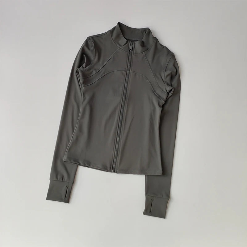 SKINOFSKIN Women’s High-End Yoga & Running Top – Long-Sleeve Standing Collar Sports Jacket