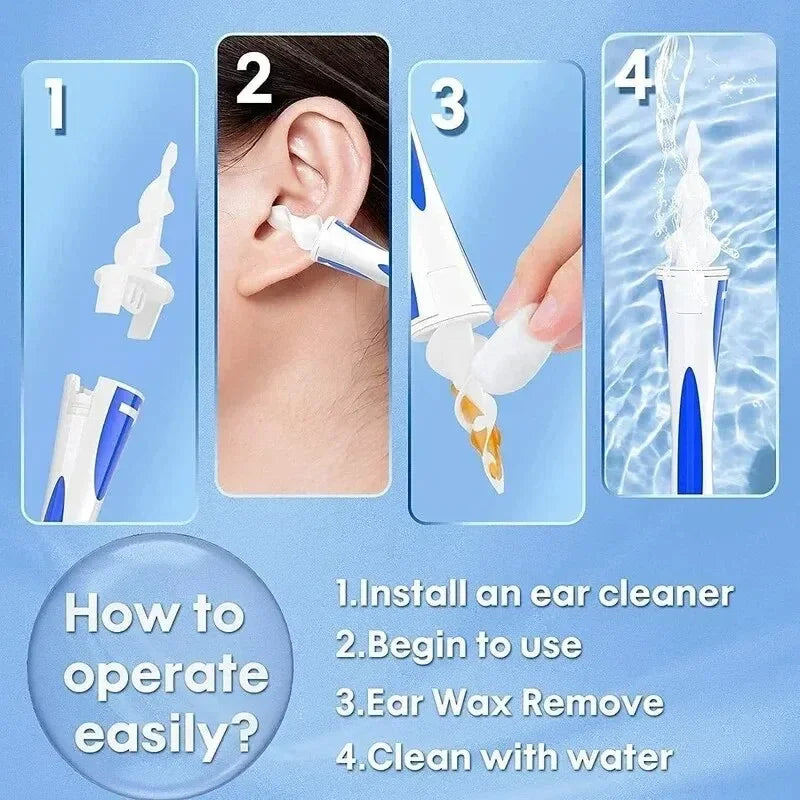 Ear Wax Remover Tool for Kids – Safe Silicone Ear Cleaner with 16 Replacement Tips