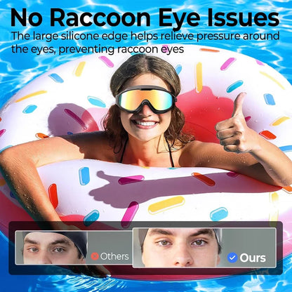 Integrated Earplugs Adult Big Frame Swimming Goggles – Anti-Fog & UV Protection