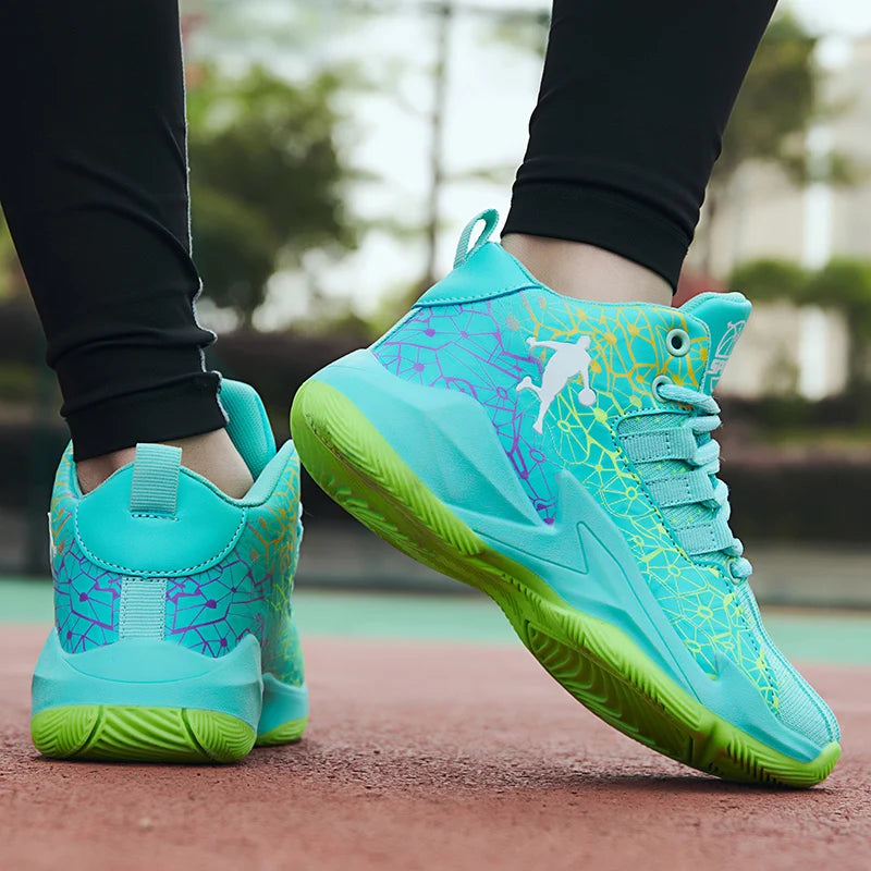 Children’s Basketball Shoes Non-Slip Breathable Lace-Up Training Sneakers Boys Girls Athletic Sports Shoes