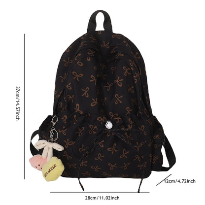 Fashion Trend Backpack Backpack for Women Bow Print Shoulder Bag Nylon Multi Pocklets Laptop Bag Daypack for Travel Work School