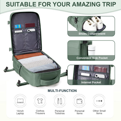 FLCC 40x20x25 cm Cabin Backpack – Unisex Travel, Laptop, and Hand Luggage