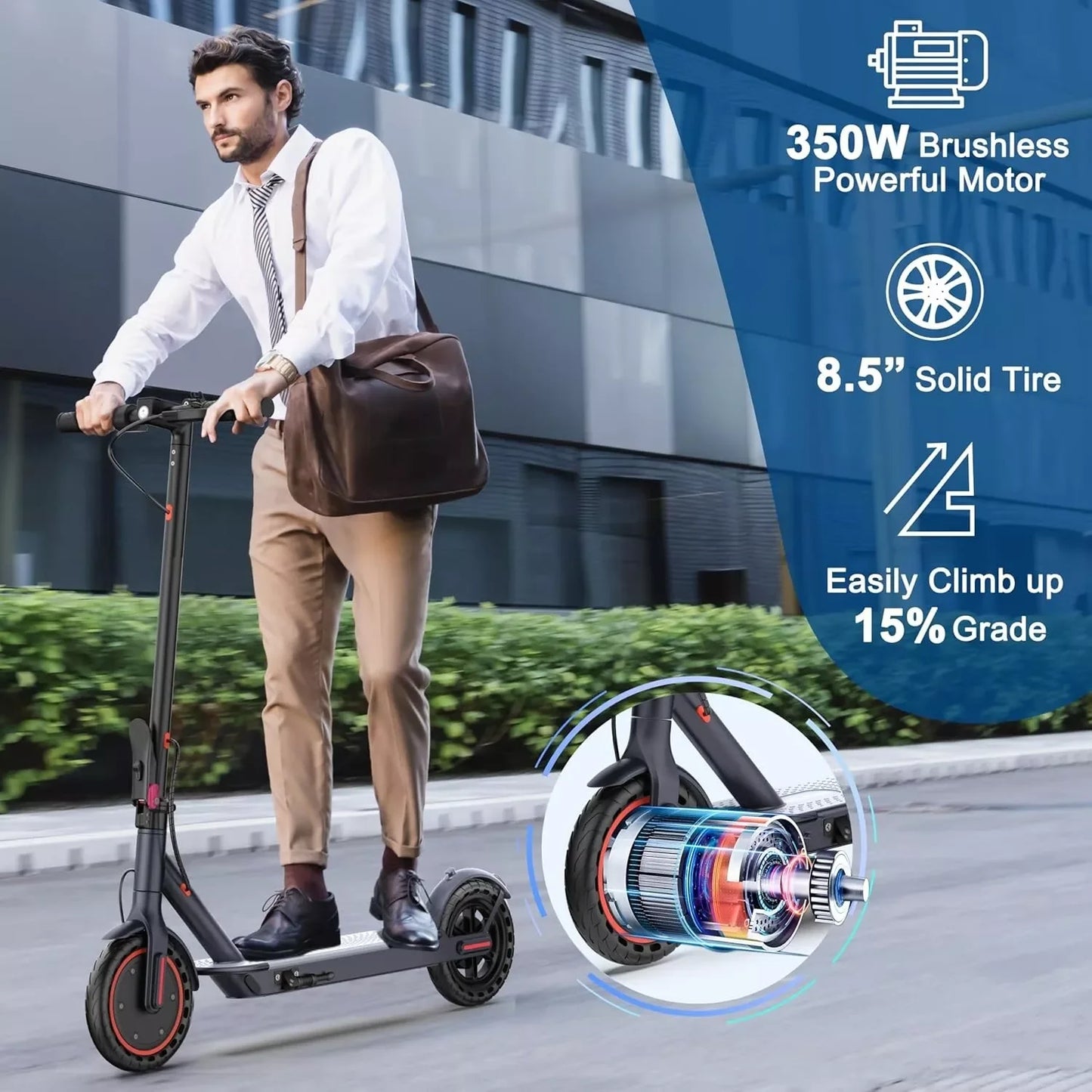 LP60 Electric Scooter – 350W, 8.5-inch Honeycomb Tires, Foldable, Smart APP Control, Dual Braking System, 40–60 km Range