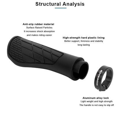 Riderace MTB Bicycle Grips – Soft Rubber Shockproof Handlebar Covers with Lock-On
