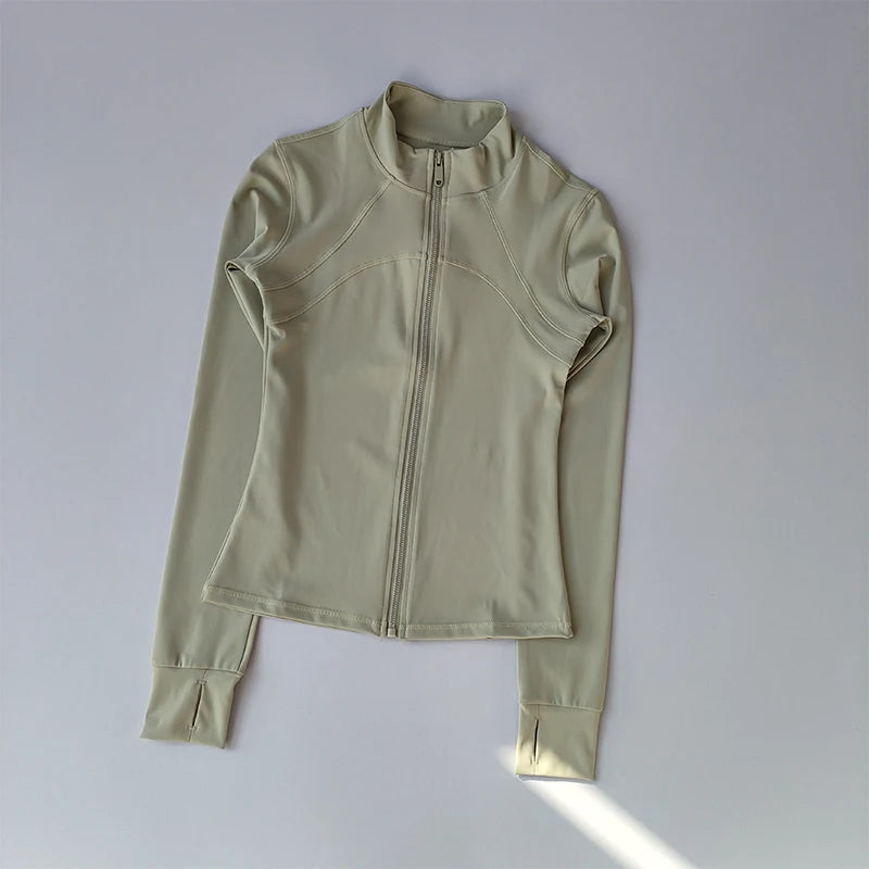 SKINOFSKIN Women’s High-End Yoga & Running Top – Long-Sleeve Standing Collar Sports Jacket