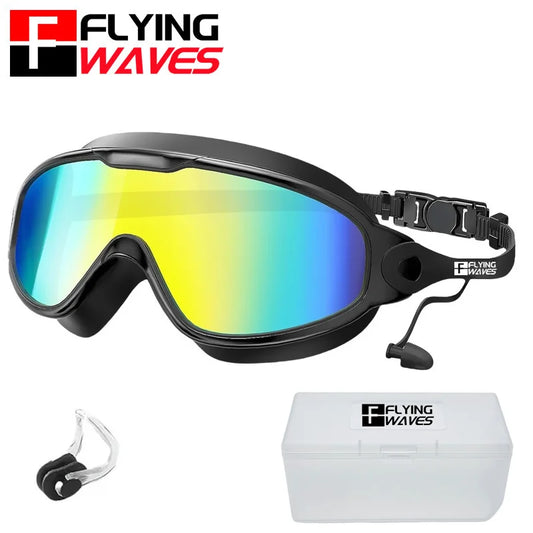 Integrated Earplugs Adult Big Frame Swimming Goggles – Anti-Fog & UV Protection
