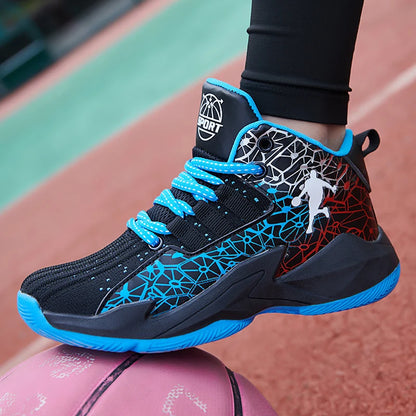 Children’s Basketball Shoes Non-Slip Breathable Lace-Up Training Sneakers Boys Girls Athletic Sports Shoes