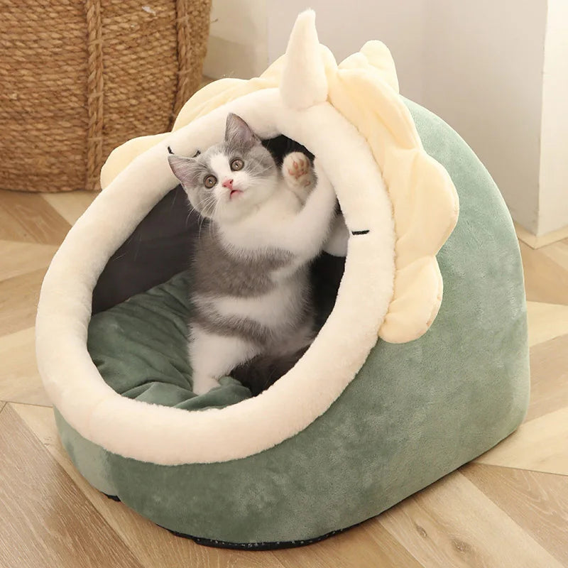 Deep Sleep Foldable Cat Bed – Breathable Cotton Pet Sleeping Mat with Removable Cushion