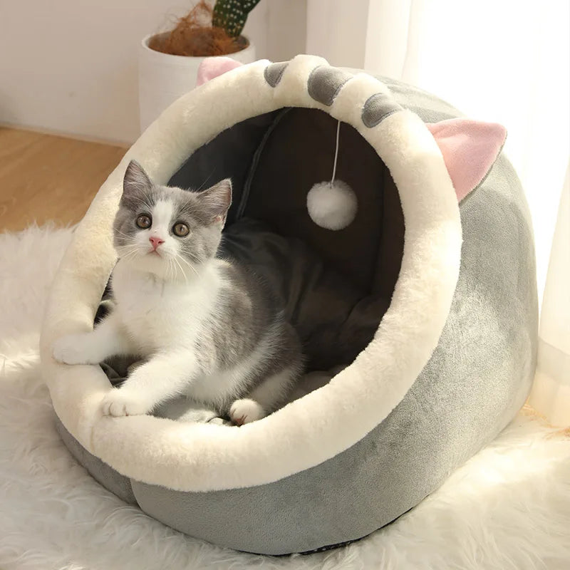Deep Sleep Foldable Cat Bed – Breathable Cotton Pet Sleeping Mat with Removable Cushion