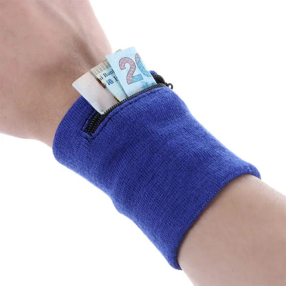 Unisex Sports Wristband with Zipper Pocket – Running, Gym & Cycling Sweatband Wallet