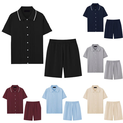 Man Sets Mens Single Breasted Shirts Sets Button Down Shirt Shorts 2 Piece Outfits Pants Prom Suits For Men Man Clothes