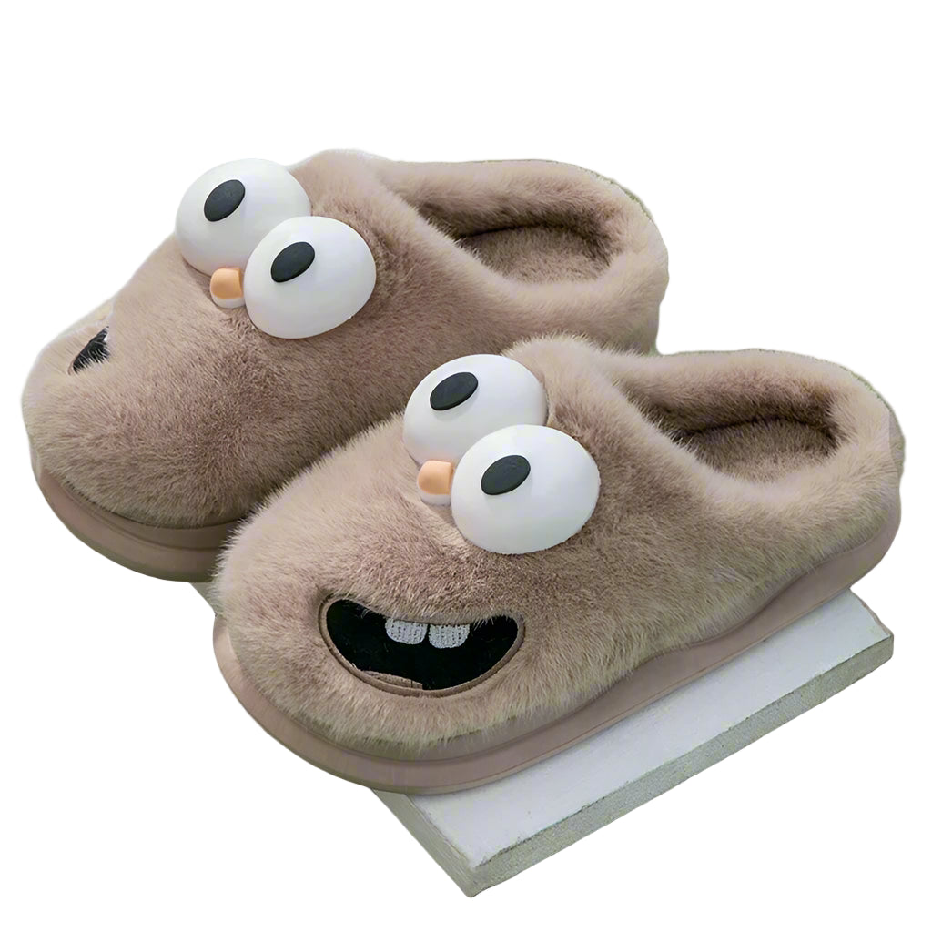 Men’s Plush Cartoon Winter Slippers – Warm Indoor Non-Slip Cotton Shoe