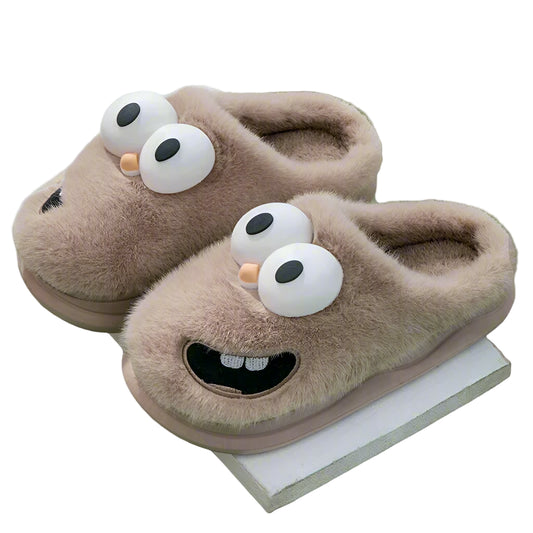 Men’s Plush Cartoon Winter Slippers – Warm Indoor Non-Slip Cotton Shoe