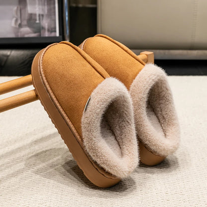 Fluffy Men’s Winter Slippers – Faux Suede Indoor Shoes with Plush Lining & Anti-Slip Sole