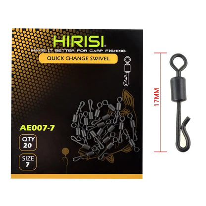 HIRISI Carp Fishing Quick Change Swivels – Pack of 20