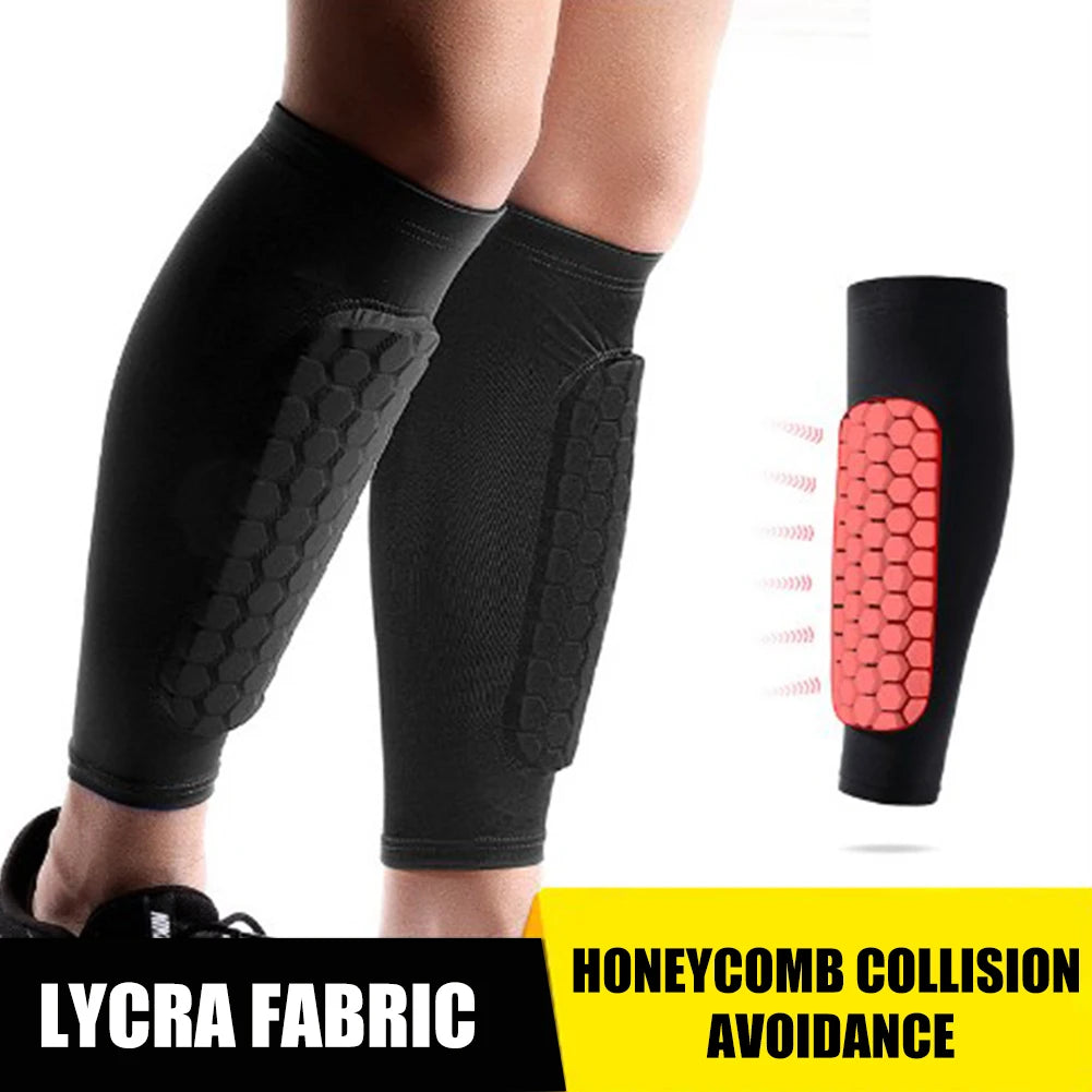 HUAN-Qzta 1pc Football Shin Guard Pad – Honeycomb Leg Calf Protection for Outdoor Sports