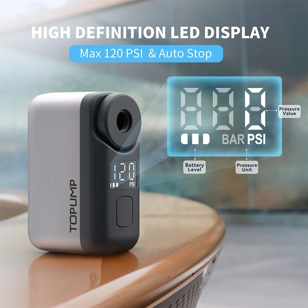TOPUMP TB2 PRO Mini Portable Electric Pump – Cordless Tire Inflator