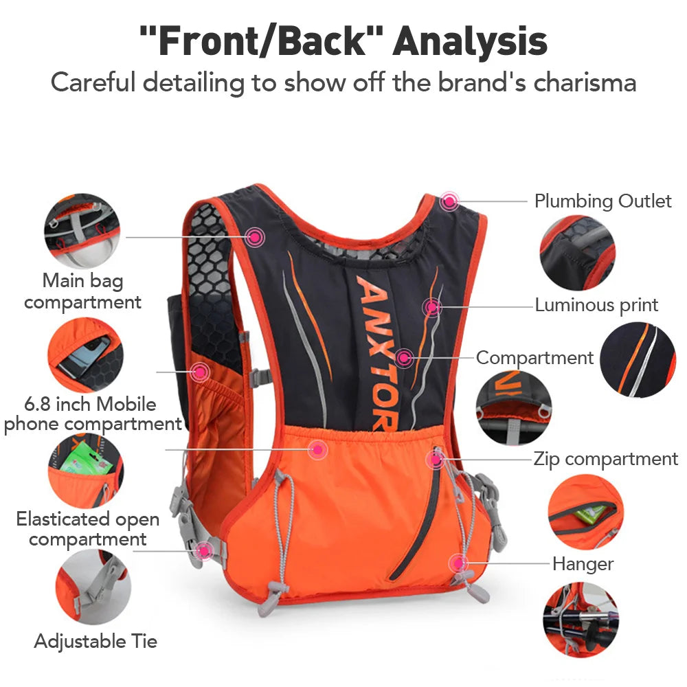 NEWBOLER Lightweight Running Backpack – 5L Hydration Vest for Unisex Cycling, Hiking & Marathon
