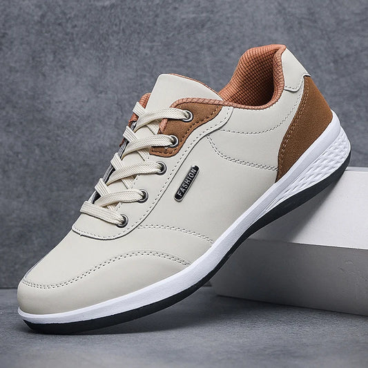 YRZL Men’s Waterproof Casual Sneakers – Spring & Autumn Lightweight Leather Shoes