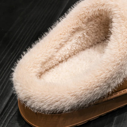 Fluffy Men’s Winter Slippers – Faux Suede Indoor Shoes with Plush Lining & Anti-Slip Sole