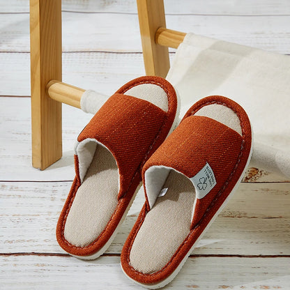 Home Linen Slippers for Men – Breathable Indoor Hemp Shoes for Spring & Autumn
