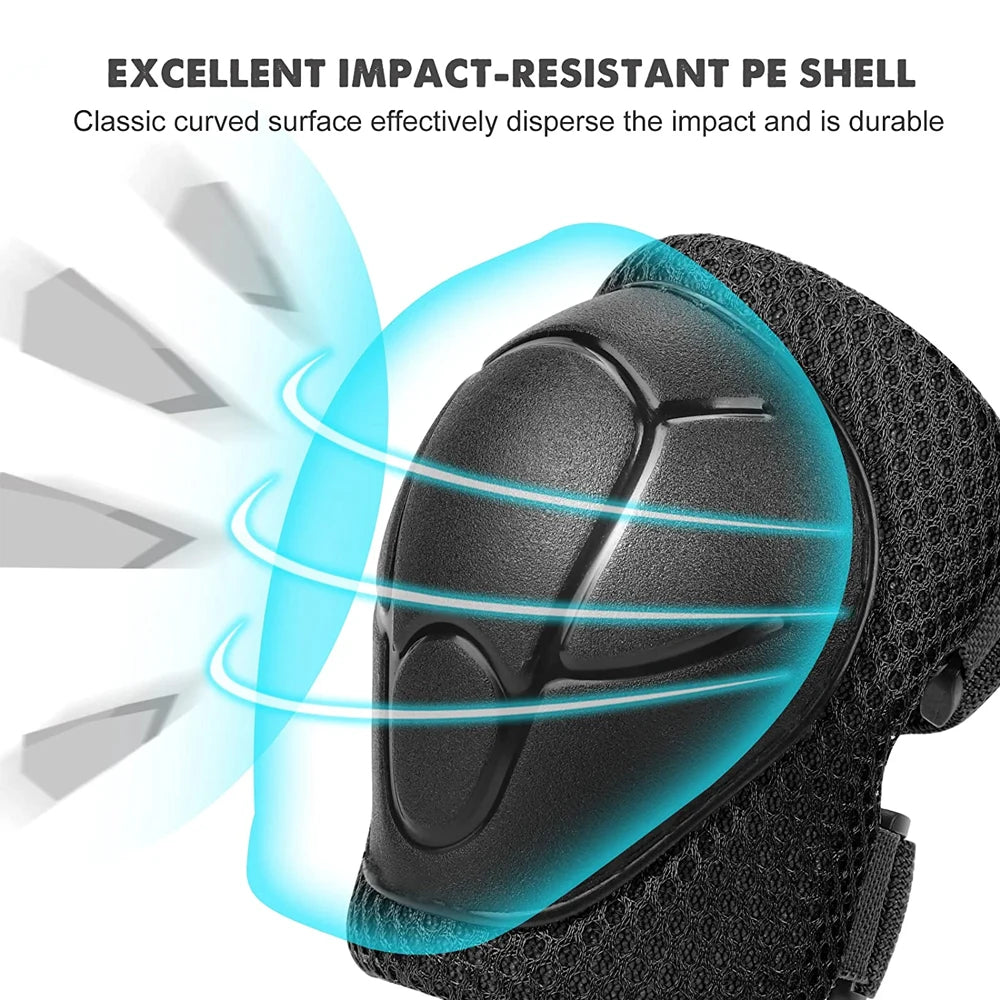 Kids 6-in-1 Protective Gear Set – Knee Pads, Elbow Pads & Wrist Guards (Ages 3-7)