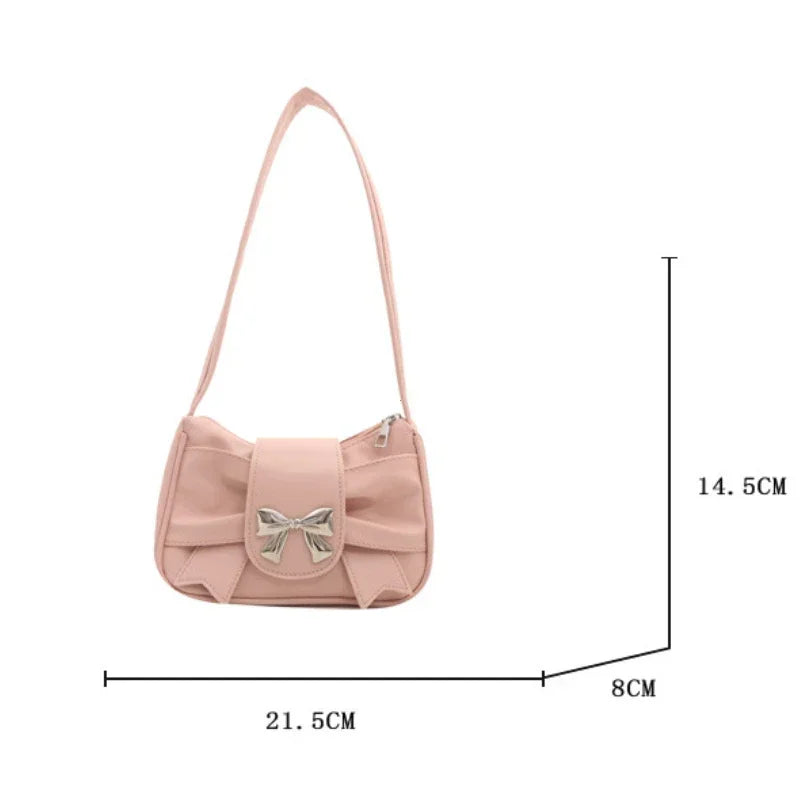 2025Trendy Bow Shoulder Bag Handbag Casual Underarm Bag Daily Commuting Bags PU Leather Lady Banquet Bag Business Women's Bags