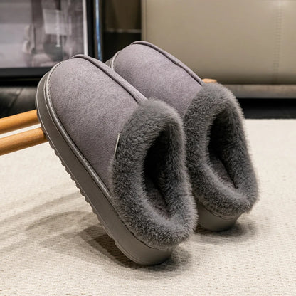 Fluffy Men’s Winter Slippers – Faux Suede Indoor Shoes with Plush Lining & Anti-Slip Sole