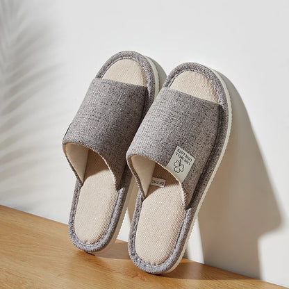Home Linen Slippers for Men – Breathable Indoor Hemp Shoes for Spring & Autumn
