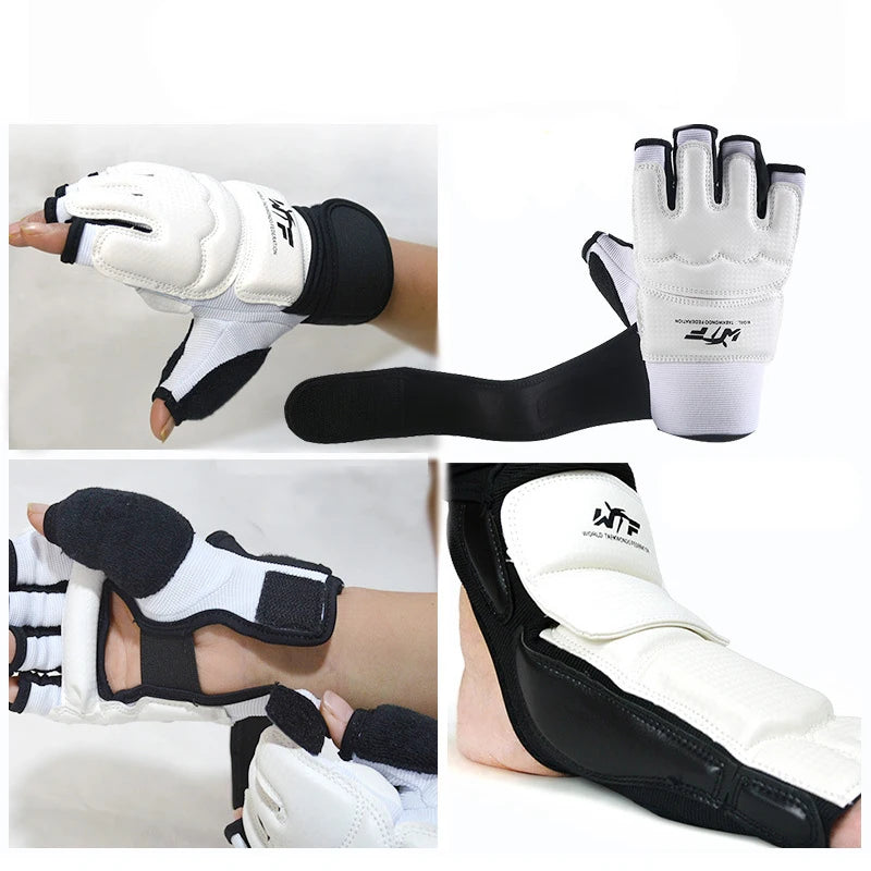 Unisex Polyester Taekwondo Foot Gloves & Ankle Protector Set